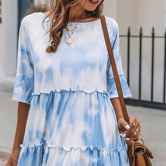 Tie Dye Half Sleeve Dress - Picture 5 of 6